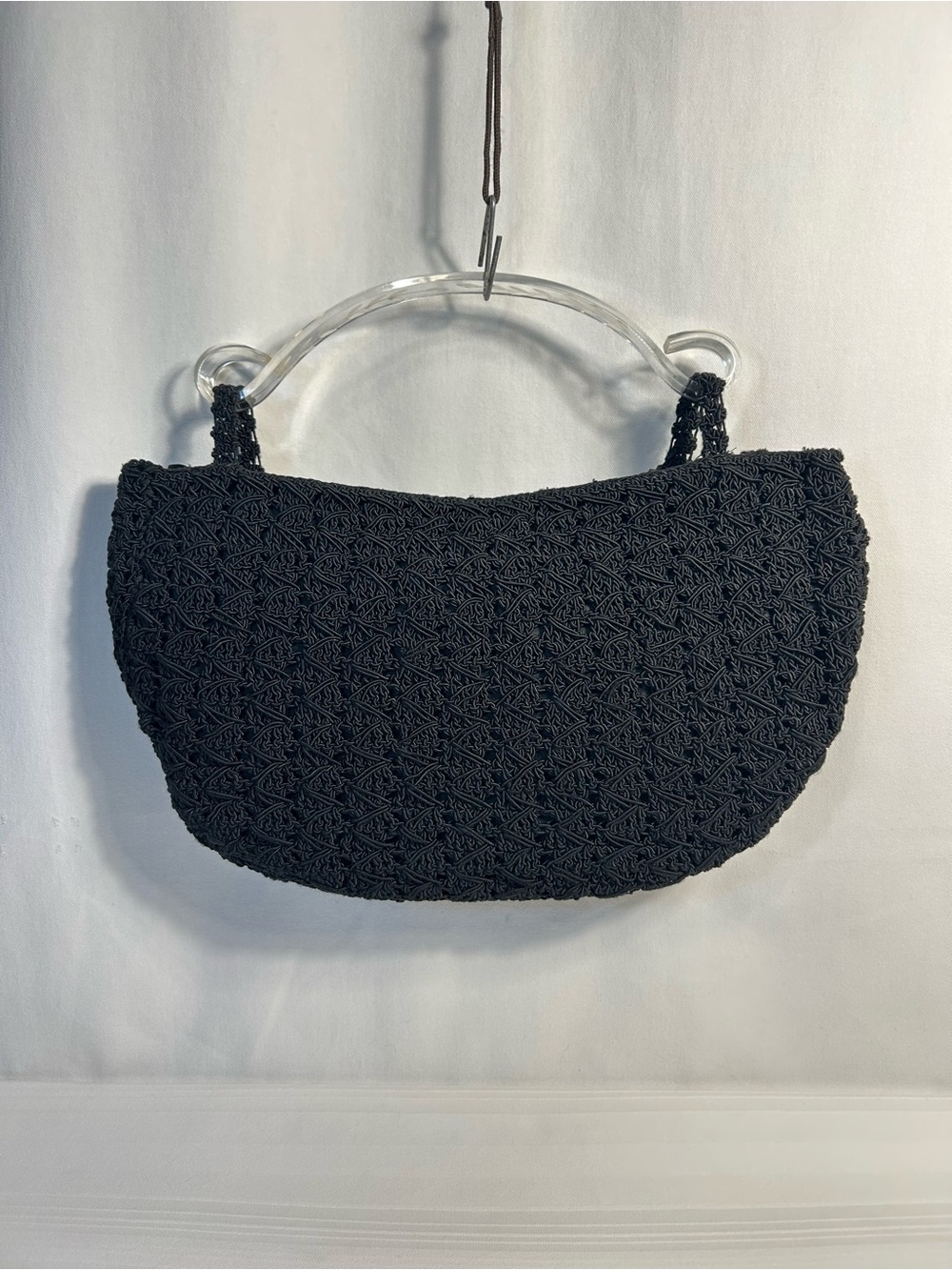 Vintage Crochet Bag W/Acrylic Handle